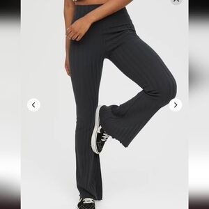 aerie Black Ribbed High-Rise Lounge Pants
